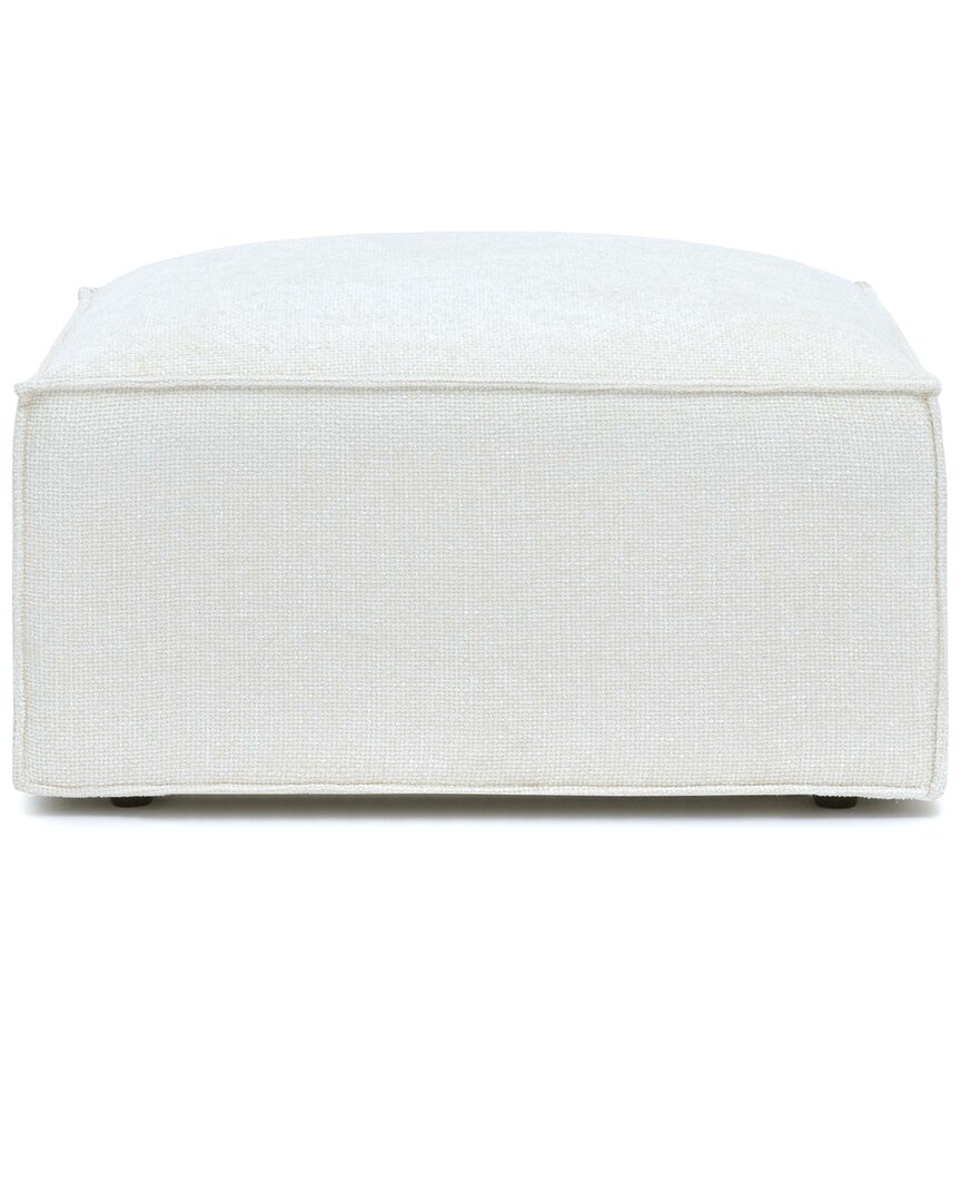 Tov Furniture Mindy Chenille Basketweave Ottoman In White