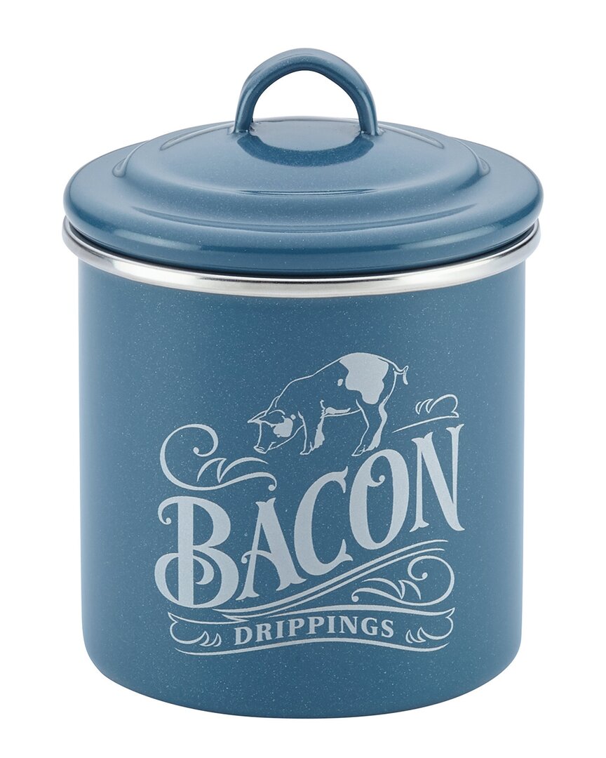 Ayesha Curry Collection Enamel On Steel Bacon Grease Can In Blue