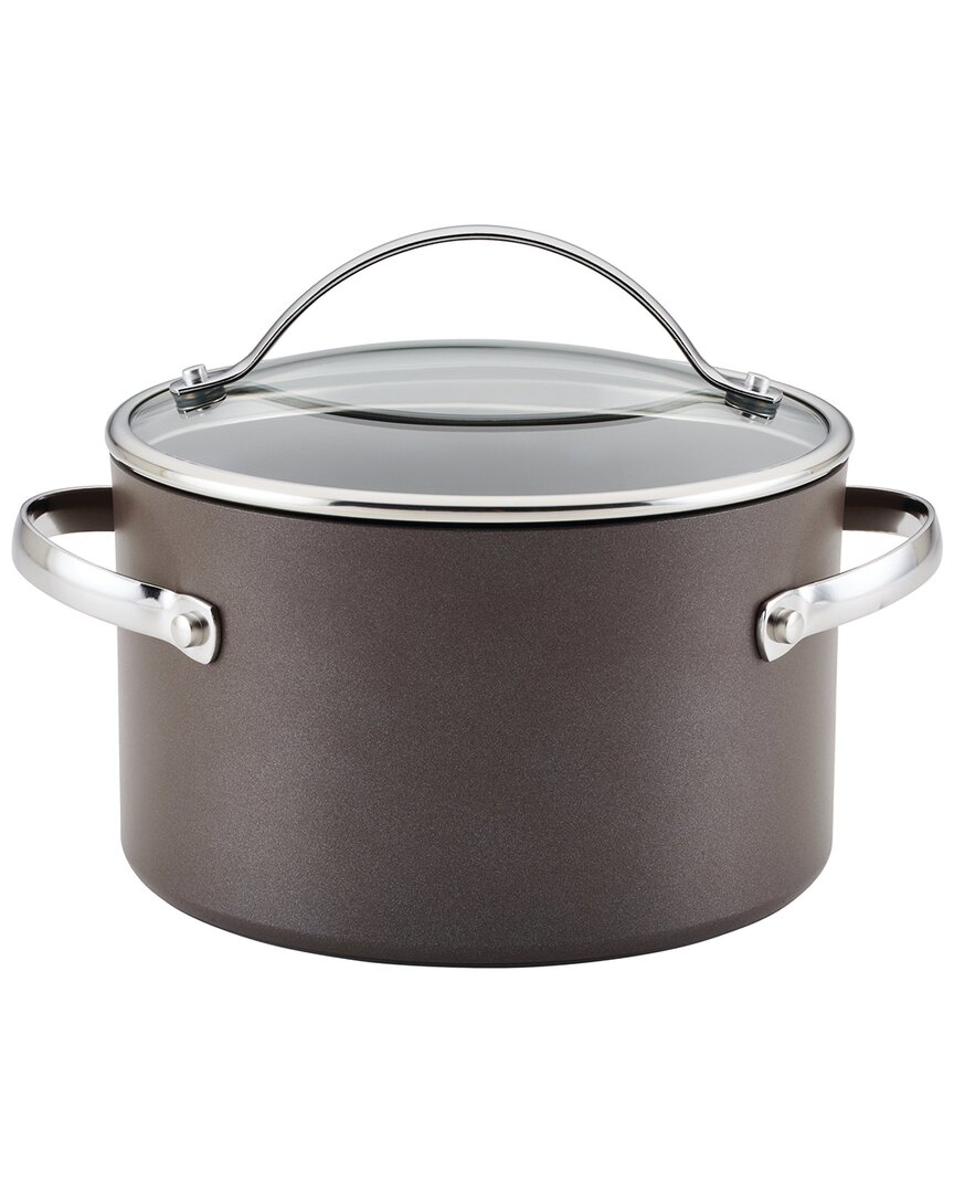 Ayesha Curry Hard Anodized Collection Nonstick Saucepot With Lid, 4-quart In Charcoal