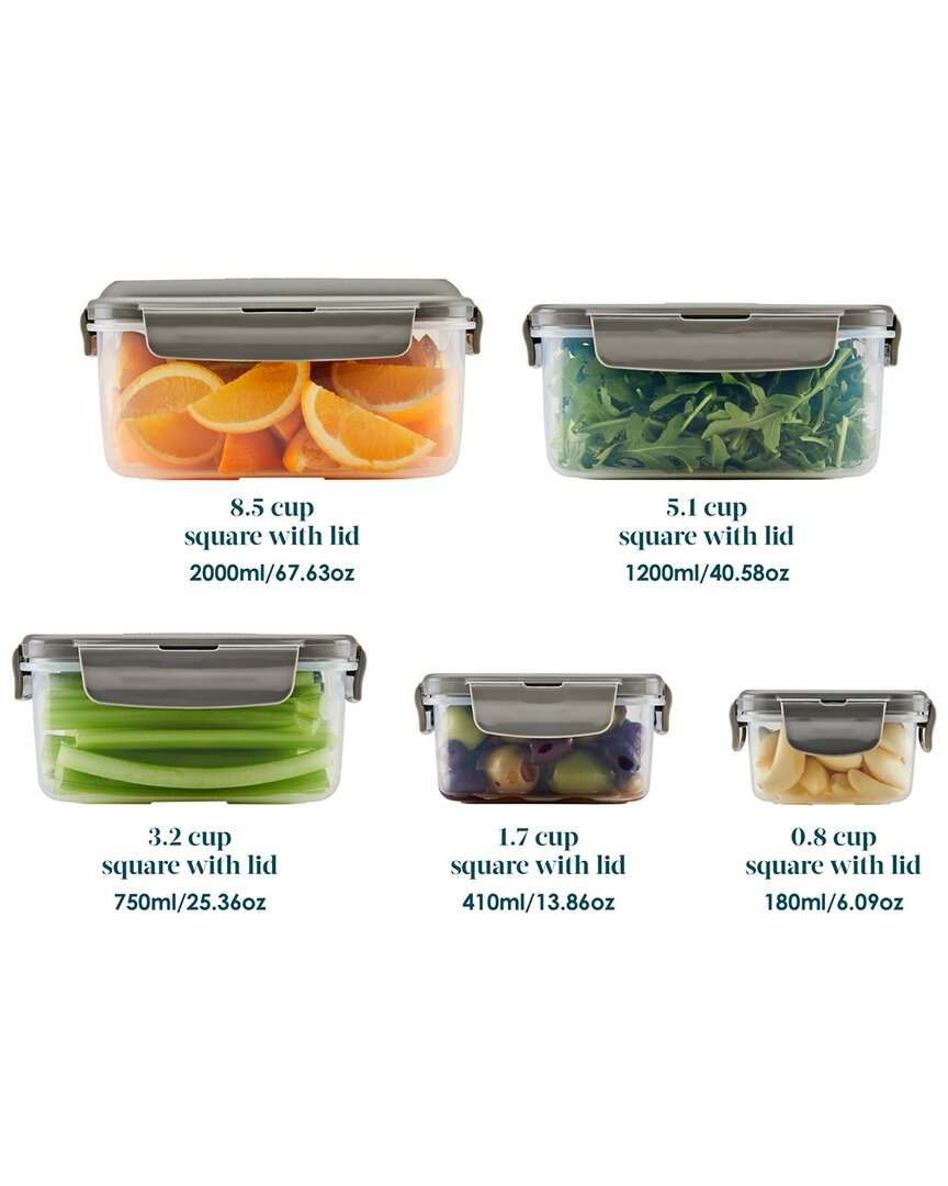 Rachael Ray Leak-proof Nestable Square Food Storage Container Set In Clear