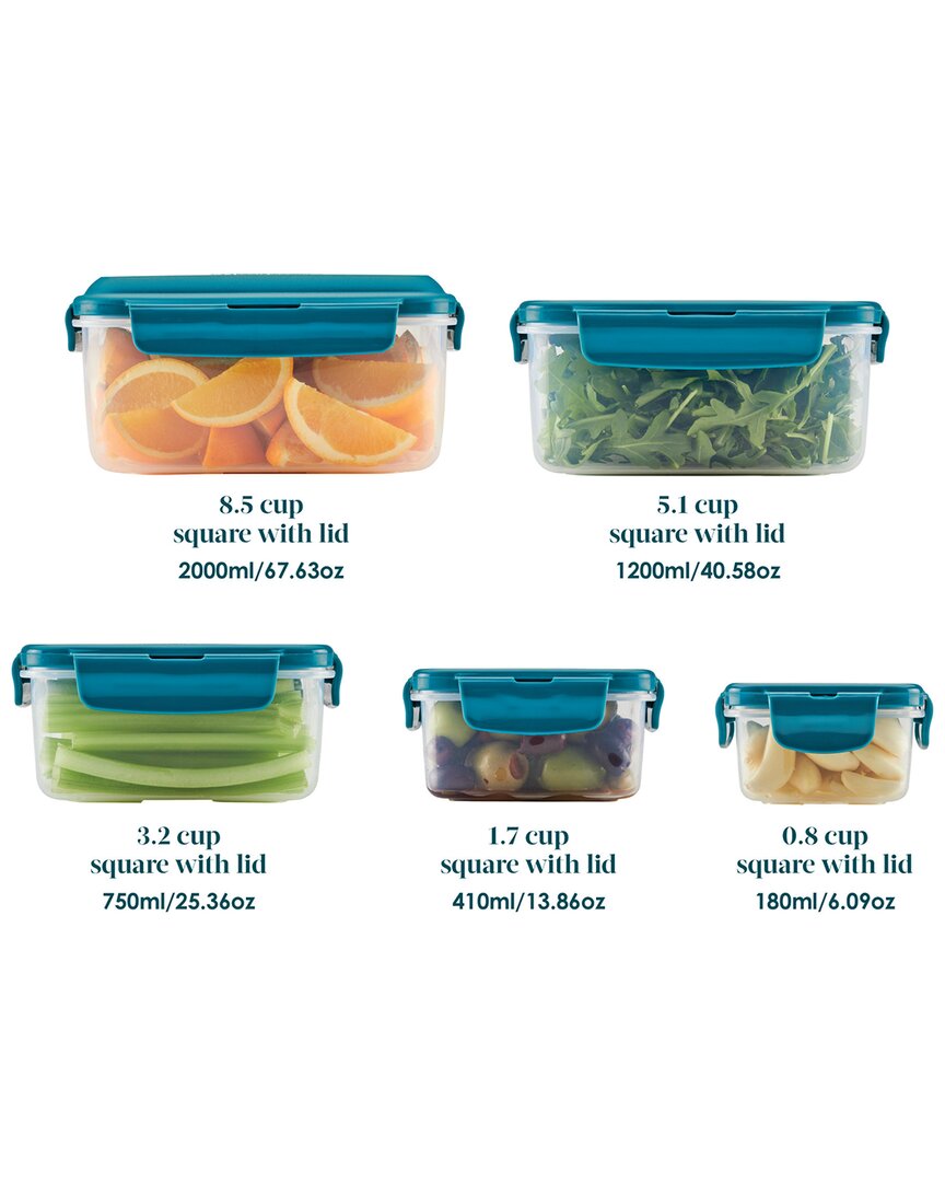 Rachael Ray Leak-proof Nestable Square Food Storage Container Set, 10pc In Clear