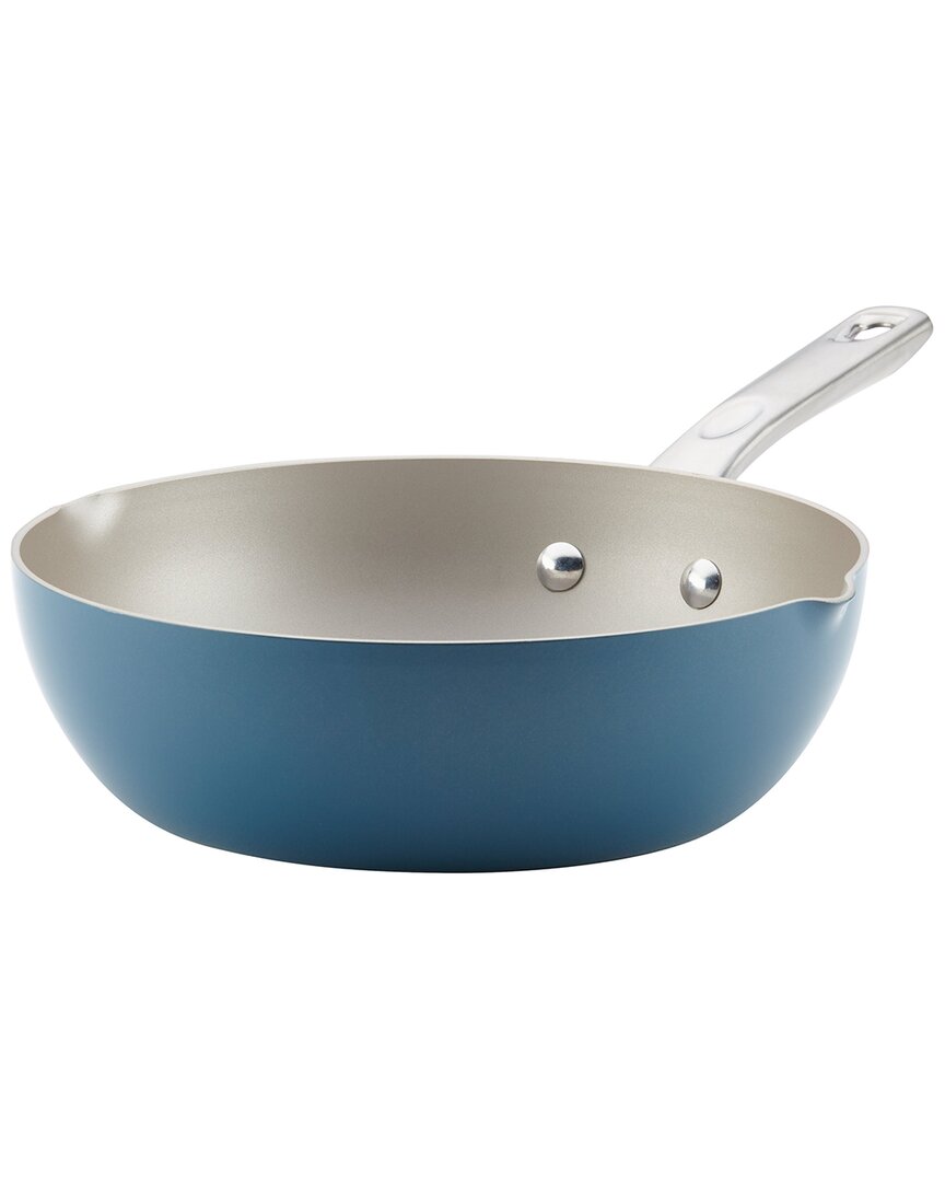 Ayesha Curry Home Collection Porcelain Enamel Nonstick Chef Pan With Pour Spouts In Teal