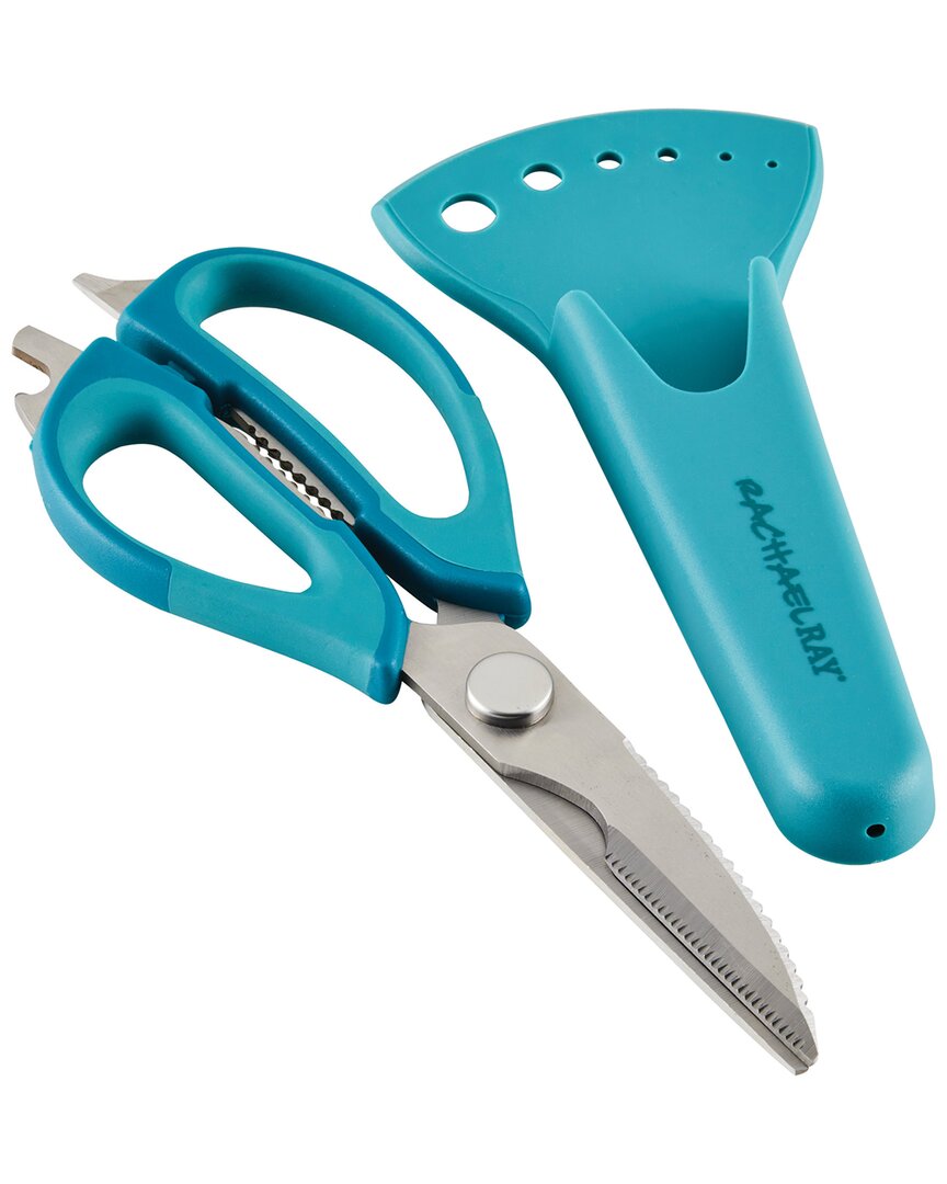 Rachael Ray Professional Multi Shear Kitchen Scissors With Herb Stripper And Sheath In Blue