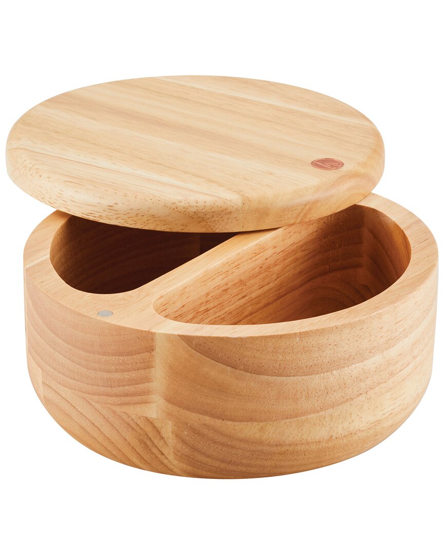 Ayesha Curry Pantryware Round Wooden Salt And Spice Box With Two Compartments, 17oz In Brown