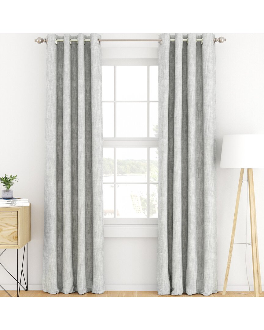 Home Collection Set Of 2 Black Out Thermal-insulated Grommet Curtain Panels In White