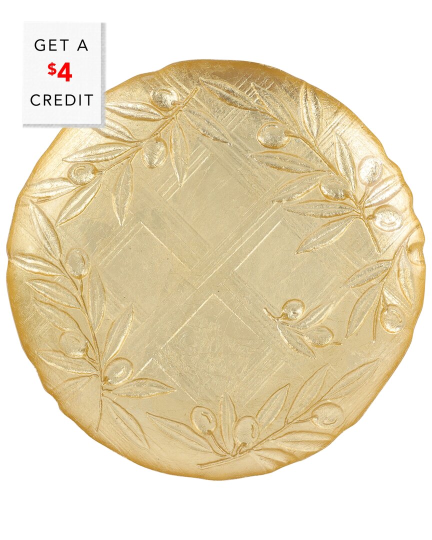 Vietri Moon Glass Olive Round Platter In Gold