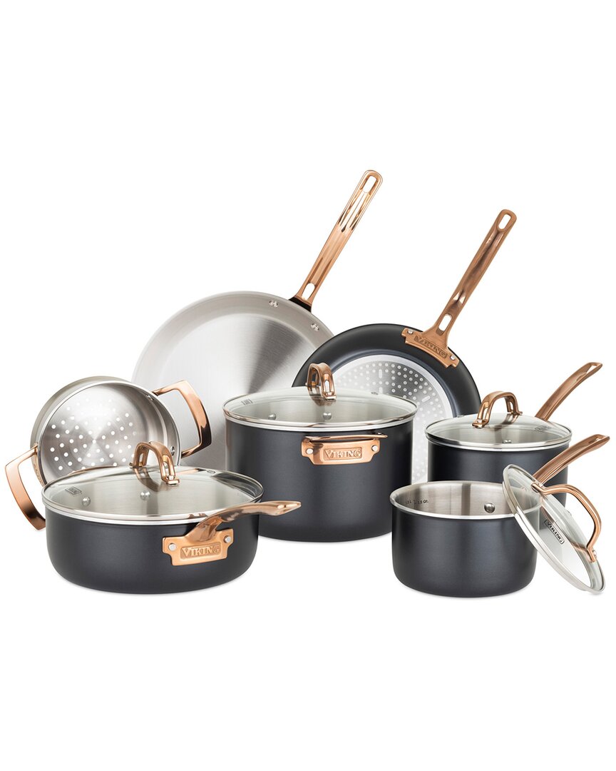 VIKING MULTI-PLY 3-PLY BLACK AND COPPER 11PC COOKWARE SET