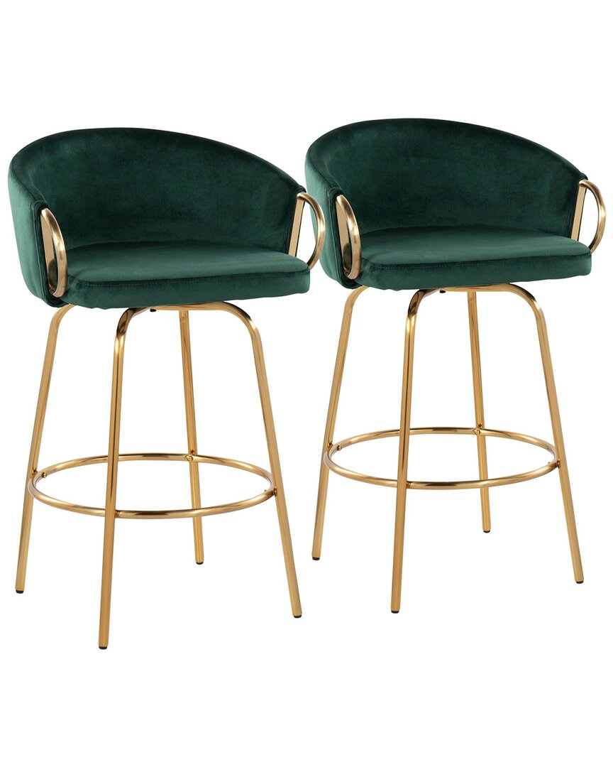 Lumisource Set Of 2 Claire 26in Fixed-height Counter Stools In Gold