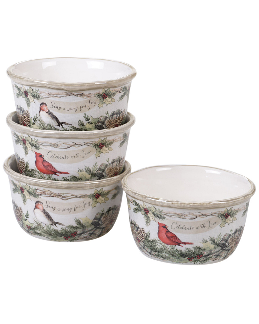 Certified International Set Of 4 Holly And Ivy Ice Cream Bowls