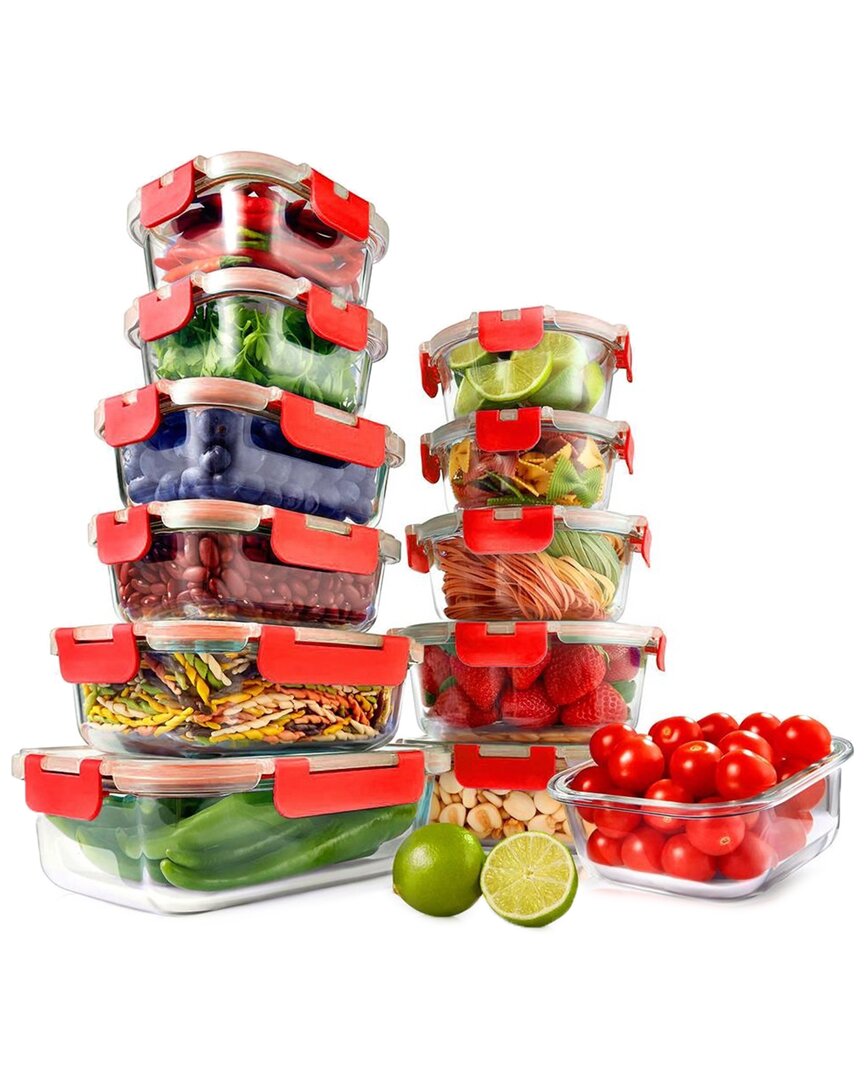 NUTRICHEF NUTRICHEF 12PC RED GLASS CONTAINER SET