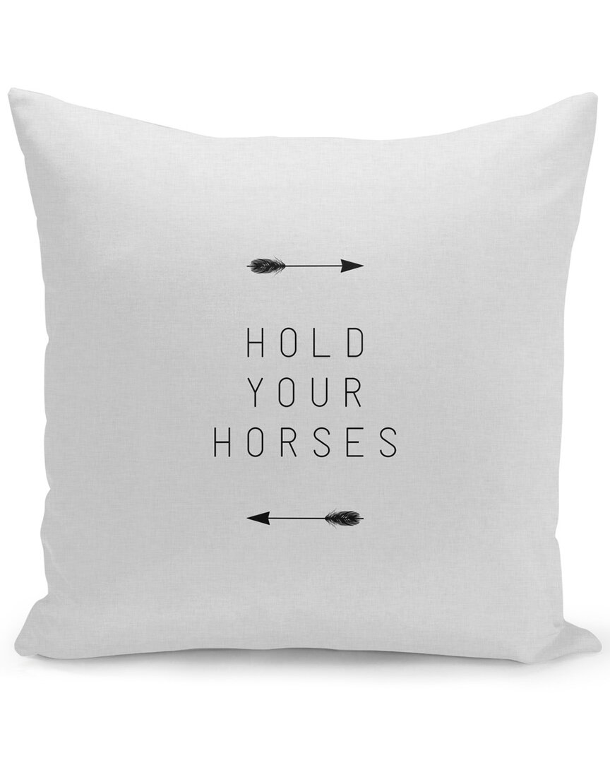 Curioos Hold Your Horses Arrow Pillow In White
