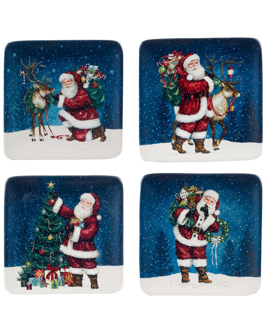 Certified International Santa's Secret Canape Plates, Set Of 4