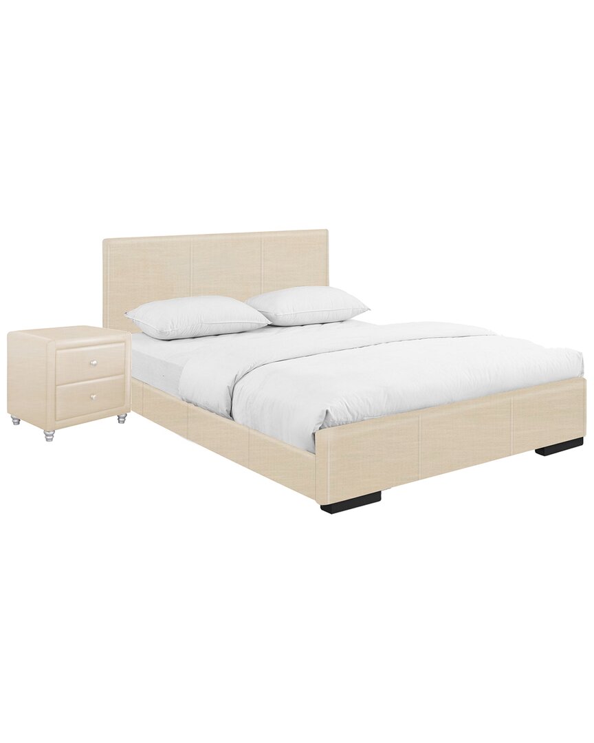Camden Isle S Hindes Upholstered Platform Bed With Nightstand In Beige