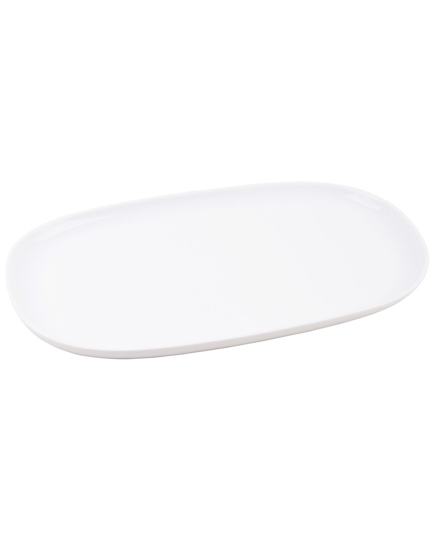 Home Essentials 14in X 9in Soft Rectangle Porcelain Tray In White