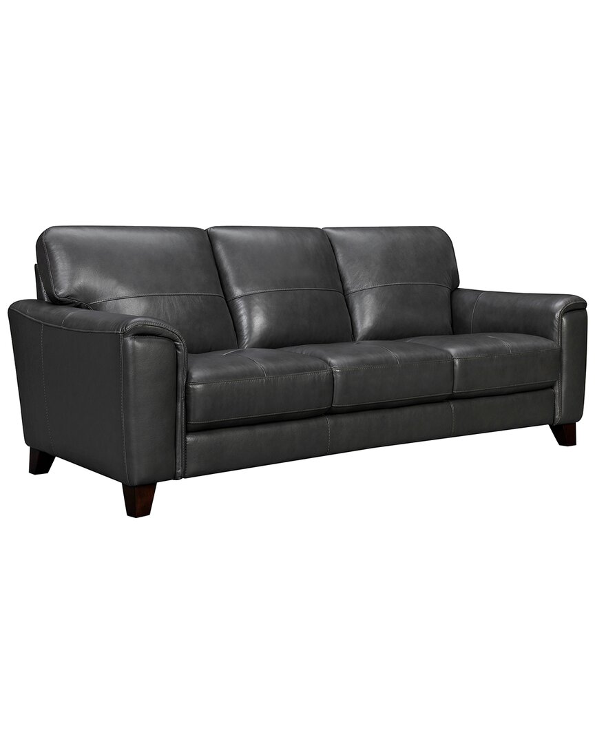 Armen Living Bergen 87in Pewter Leather Square Arm Sofa