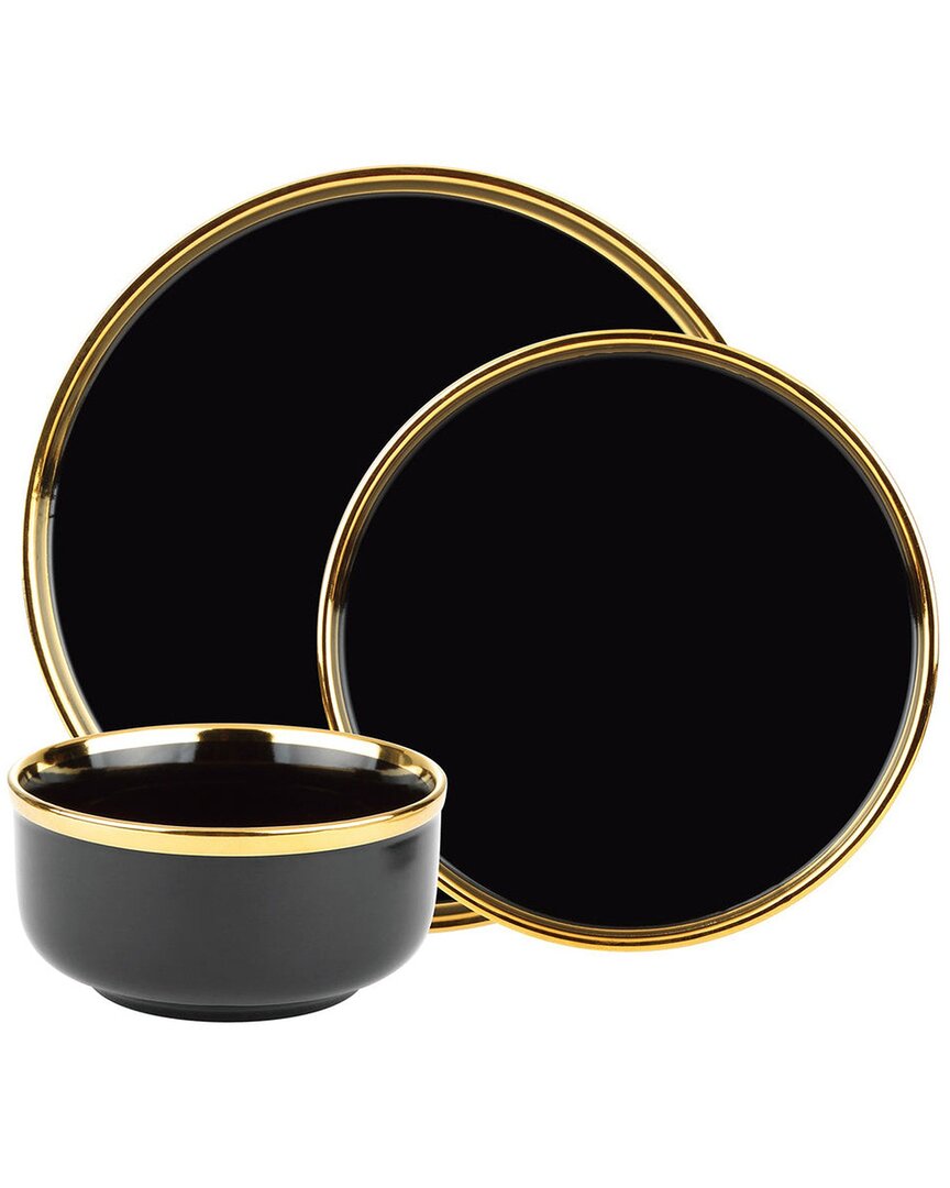 Godinger Hillcrest White 12pc Gold Rim Dinnerware Set, Service For 4 In White