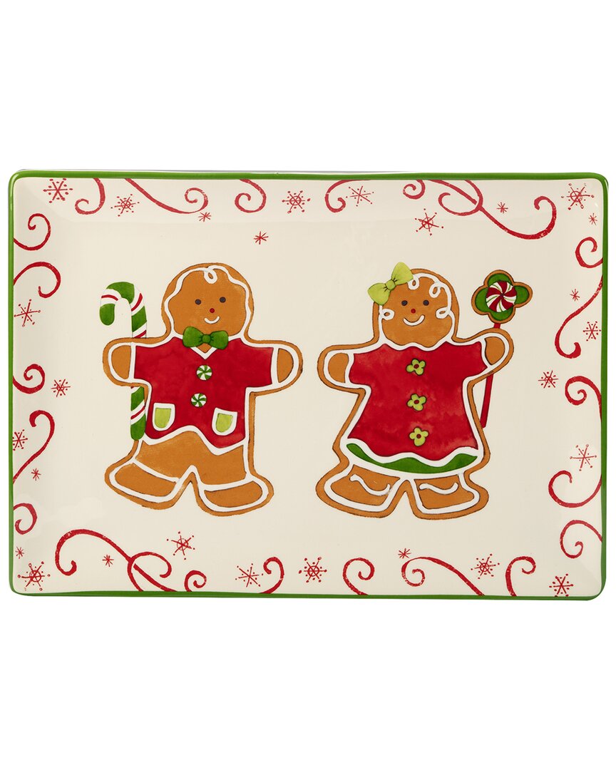 Certified International Holiday Magic Gingerbread Rectangular Platter In White