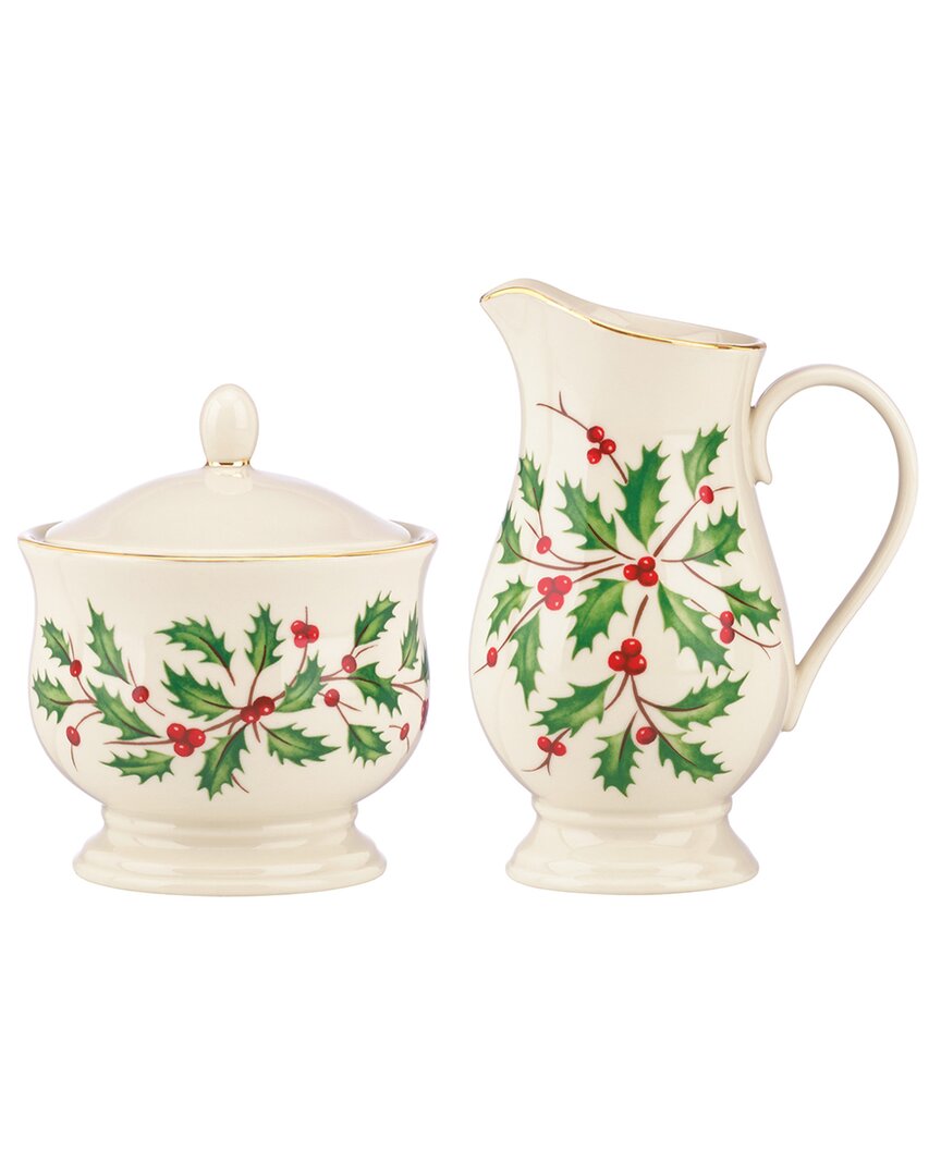Lenox Holiday Sugar & Creamer Set In White