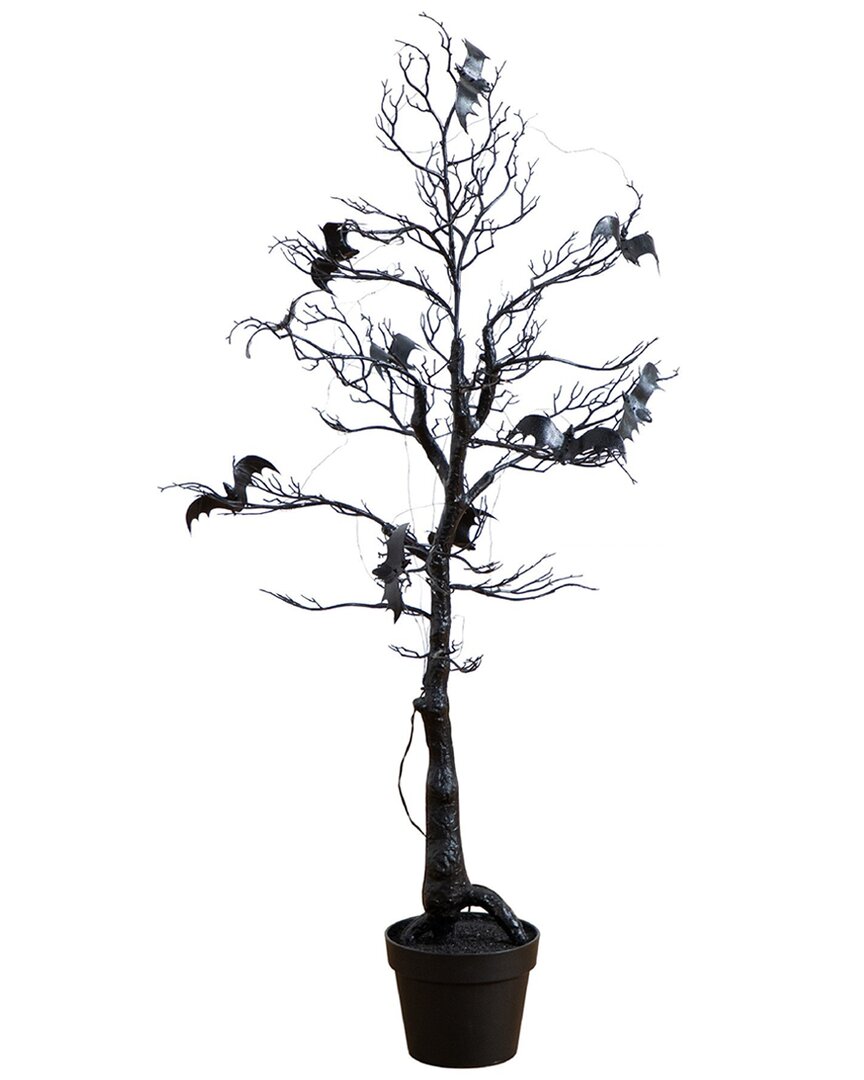 Nearly Natural 4ft. Pre-lit Artificial Halloween Black Spooky Twig Tree In Black