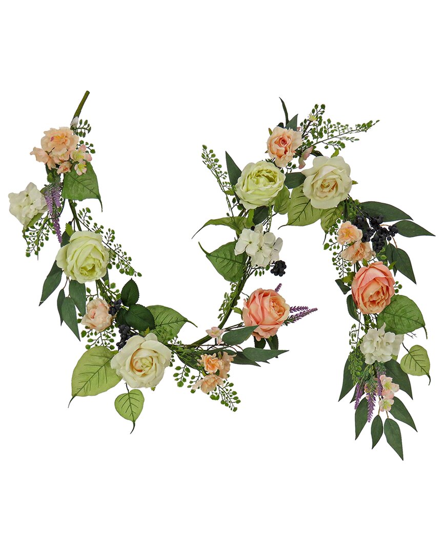 National Tree Company 6 Ft. Rose And Lavender Spring Garland In Pink