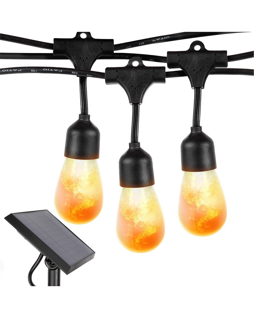 Brightech Ambience Pro 27' 12 Bulb Led Solar Powered Hanging String Lights In Black