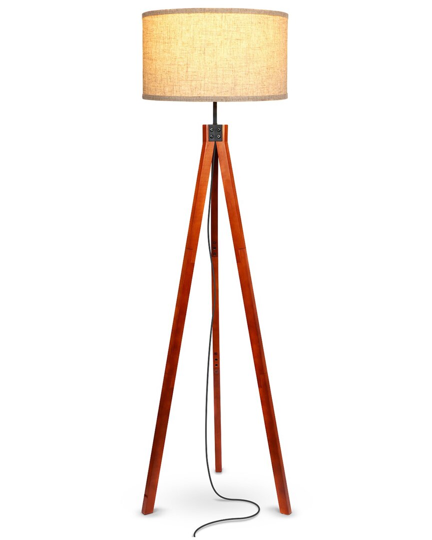 Brightech Eden Led Wood Tripod Floor Lamp In Brown