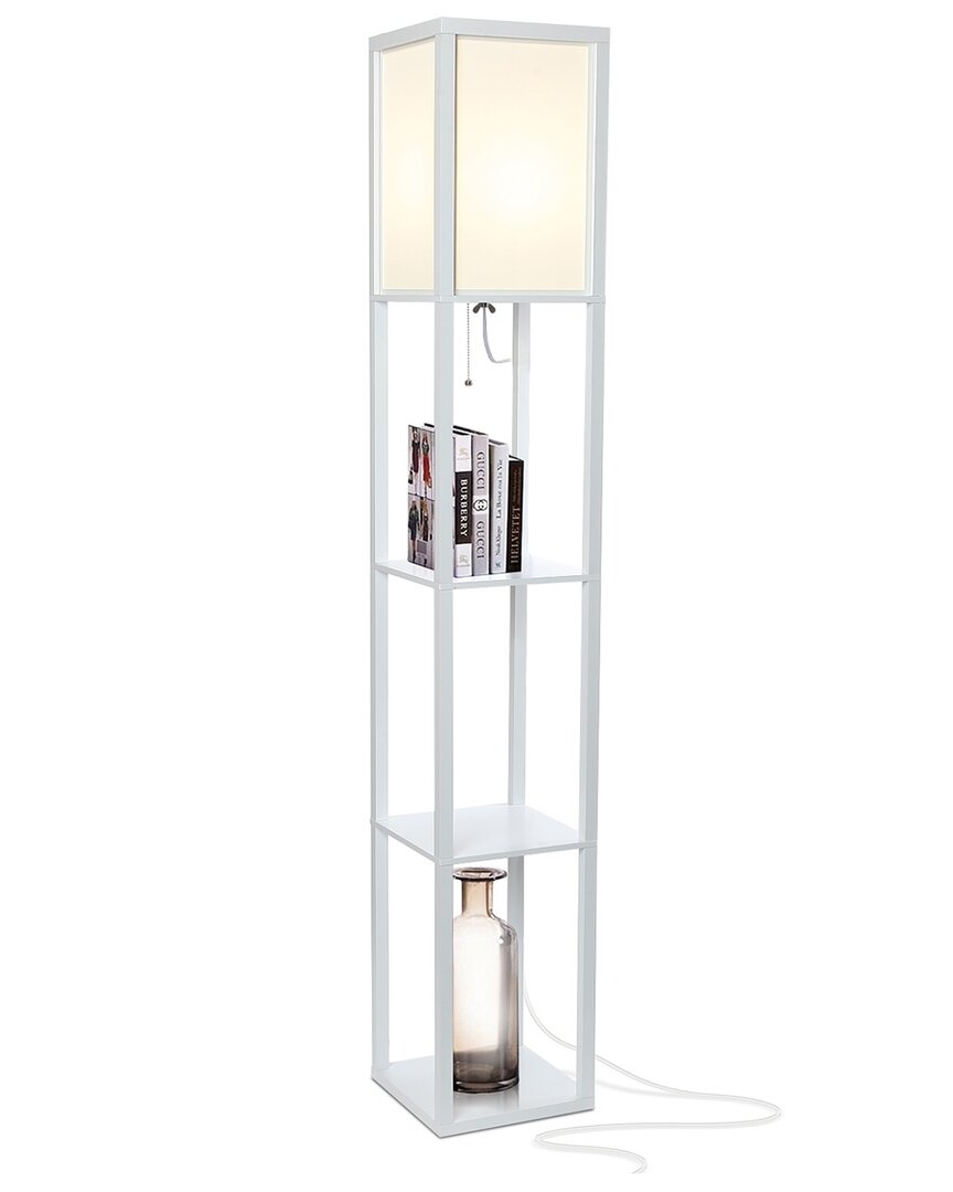 Brightech Maxwell Led Shelf Floor Lamp In White