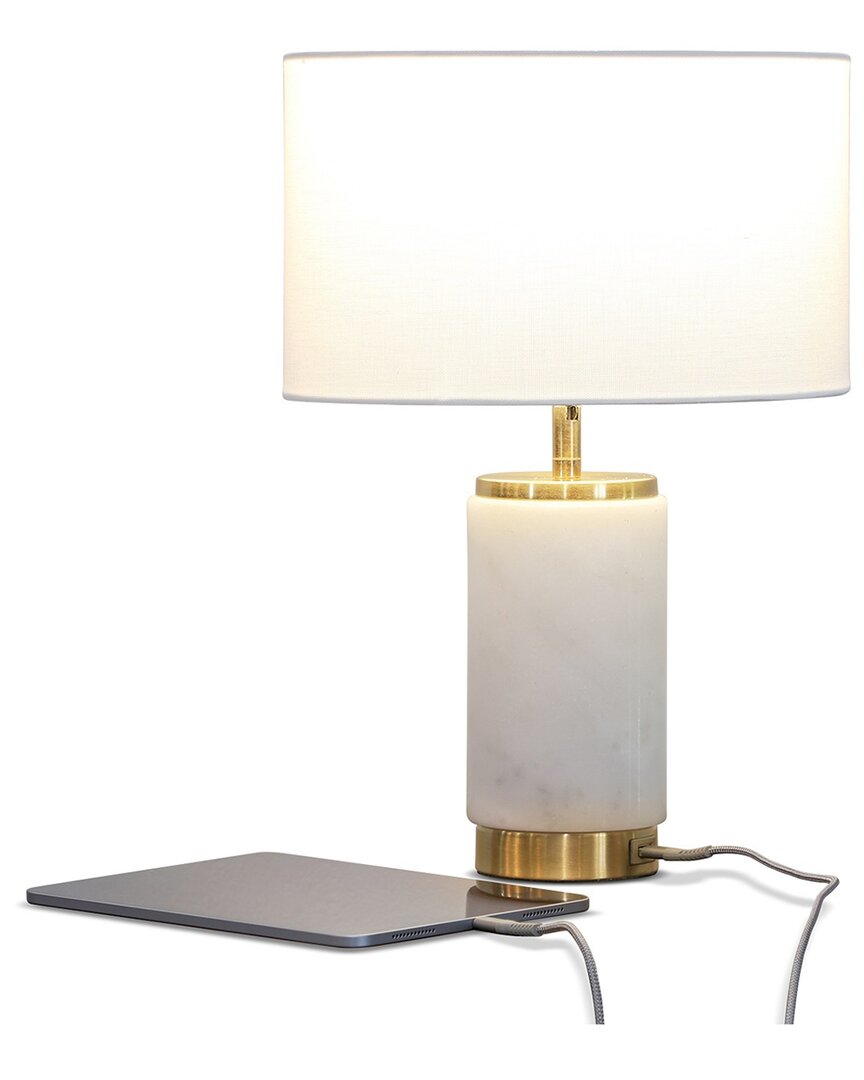 Shop Brightech Arden Led Marble Table Lamp With Usb Port In White