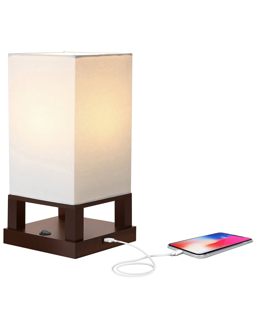 Shop Brightech Maxwell Led Table Lamp With Usb Port In Brown