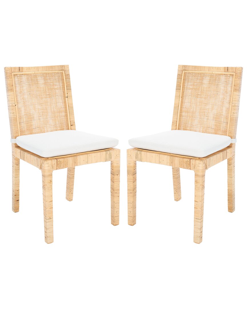 Safavieh Set Of 2 Tojo Cane Dining Chairs With Cushions