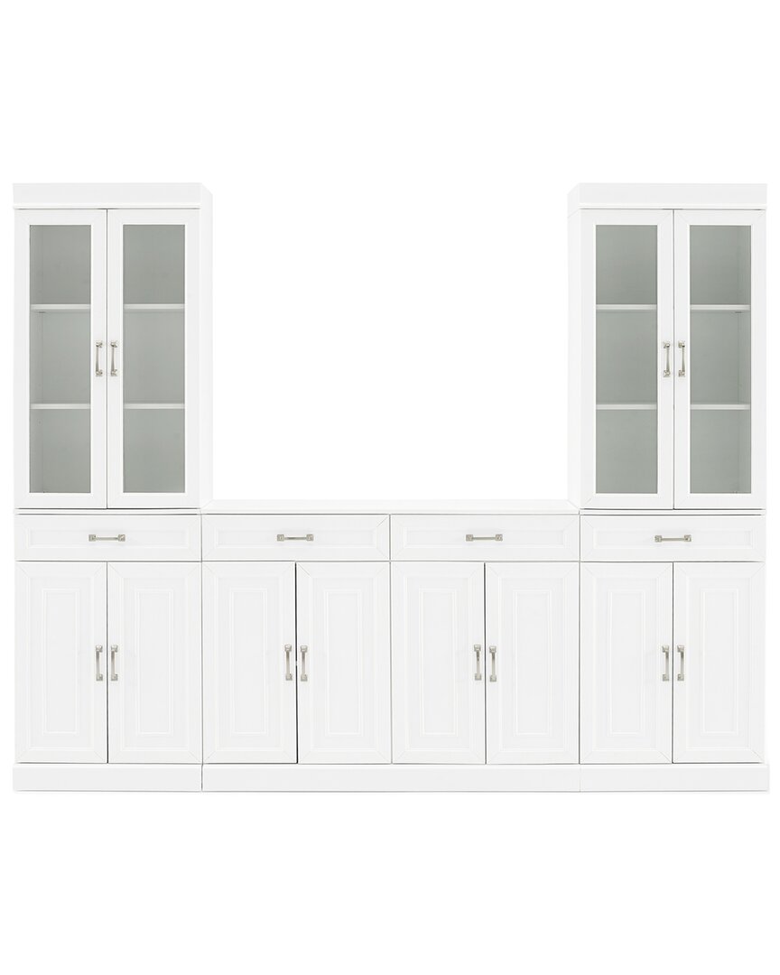 Crosley Furniture Stanton 3pc Sideboard And Glass Door Pantry Set In White