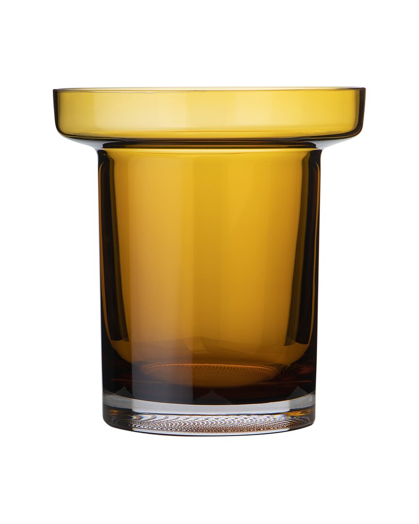 Kosta Boda Handmade Limelight Low Vase In Yellow