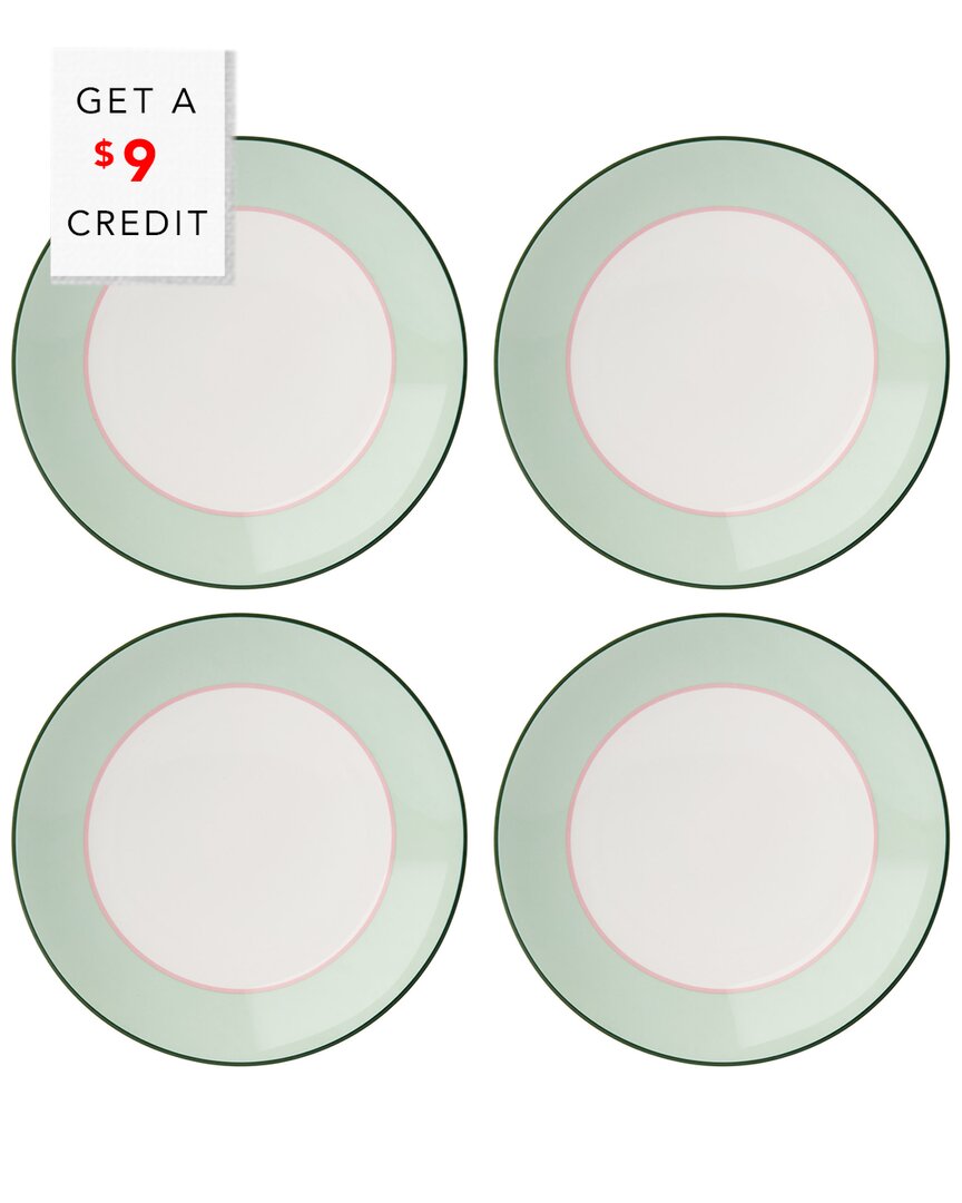 Kate Spade New York Set Of 4 Make It Pop Green Dinner Plates