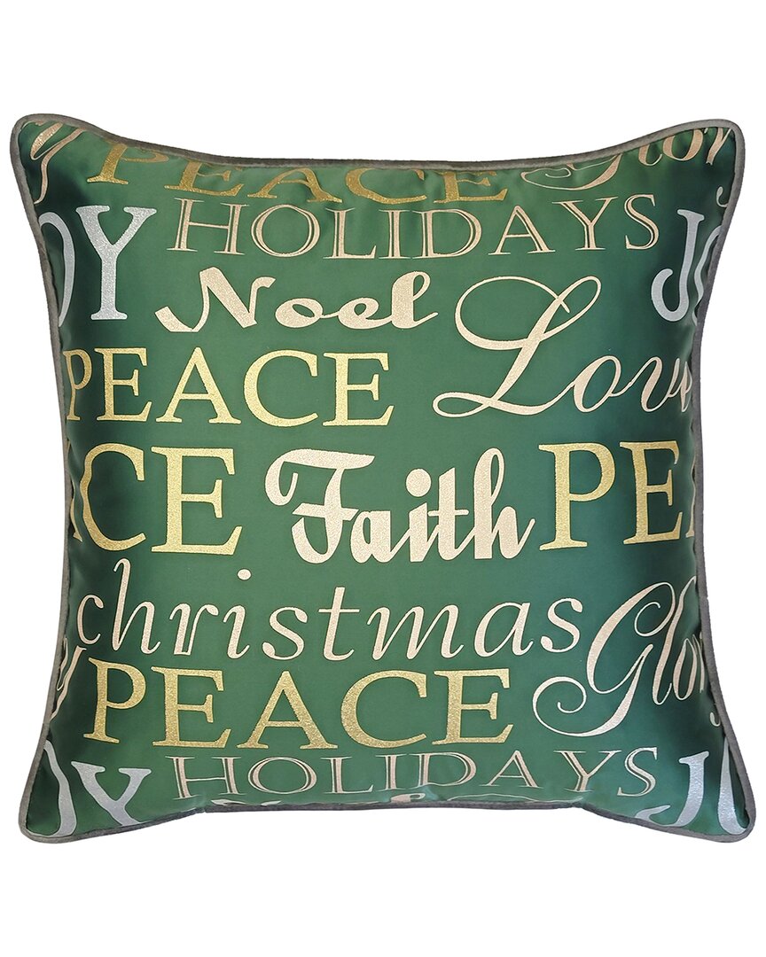 Shop Edie Home Edie@home Holiday Typography Decorative Pillow Cover In Green
