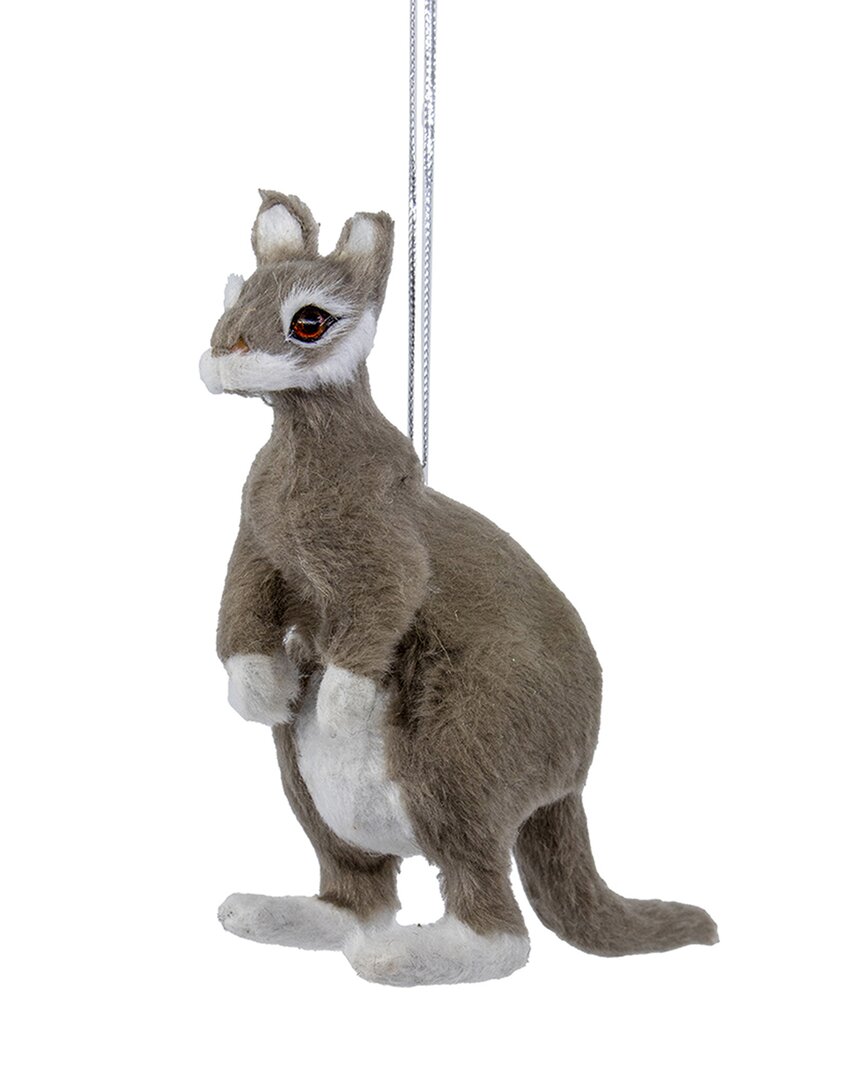 Kurt Adler 4.5in Furry Plush Gray Kangaroo Ornament In Multicolor