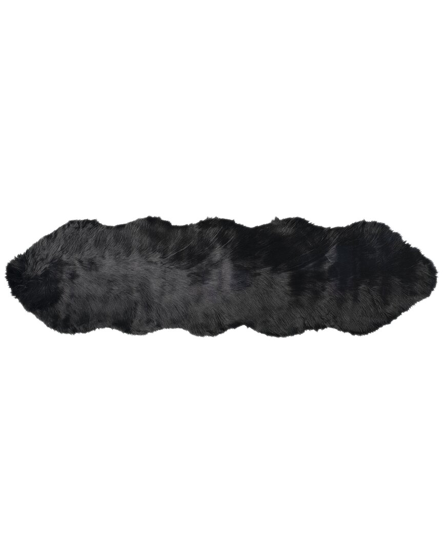 Natural Group Gordon Machine Washable Double Faux Fur Rug In Black