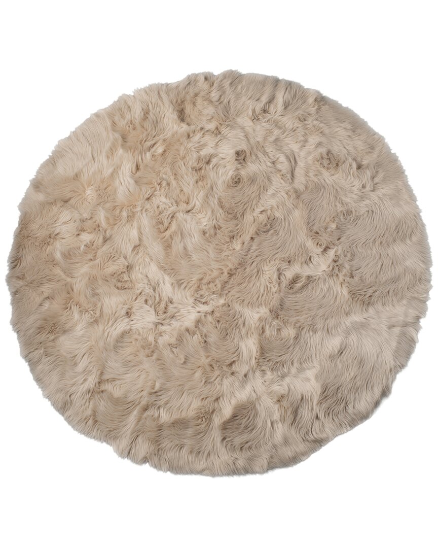 Natural Group Arlington Machine Washable Round Faux Fur Rug In Taupe