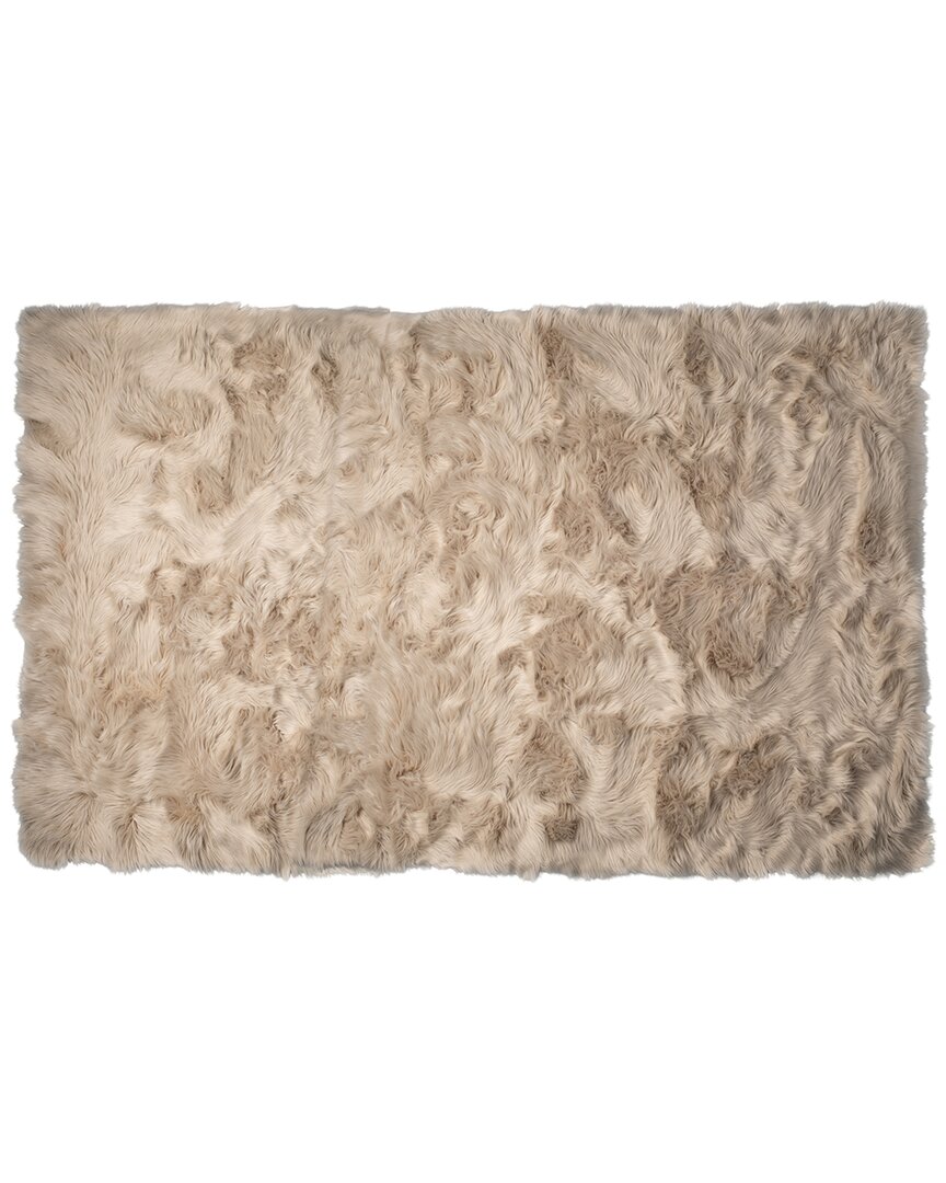 Natural Group Arlington Machine Washable Rectangular Faux Fur Rug In Taupe