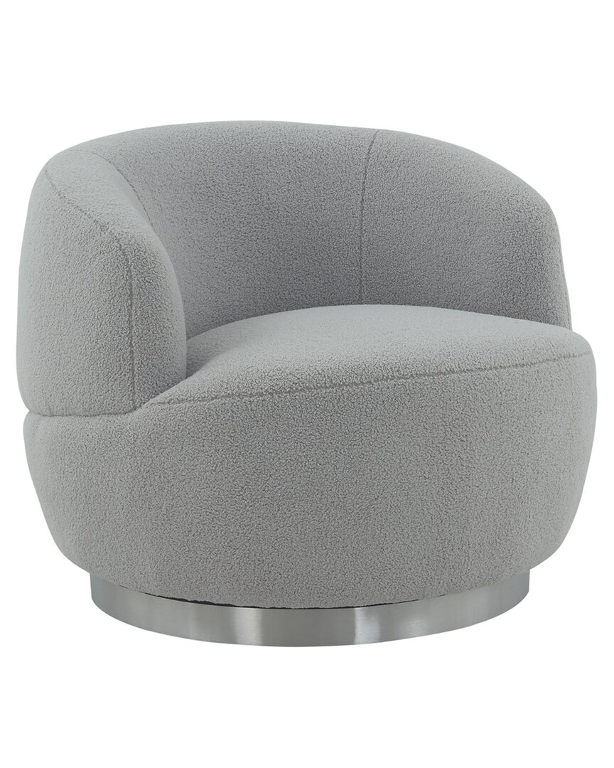 Safavieh Couture Flynn Faux Lamb Wool Swivel Chair In Grey