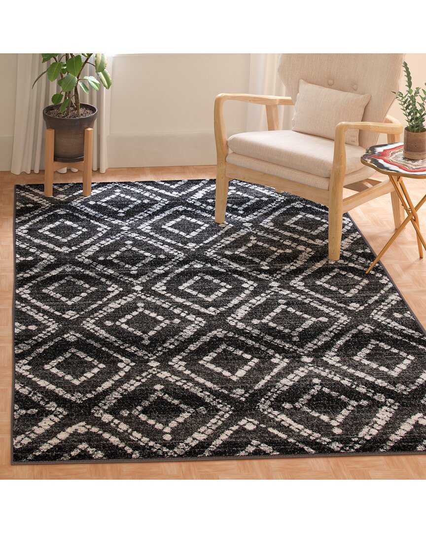 Safavieh Adirondack Machine Made Area Rug, Black / Ivory Contemporary Style Easy Care In Black