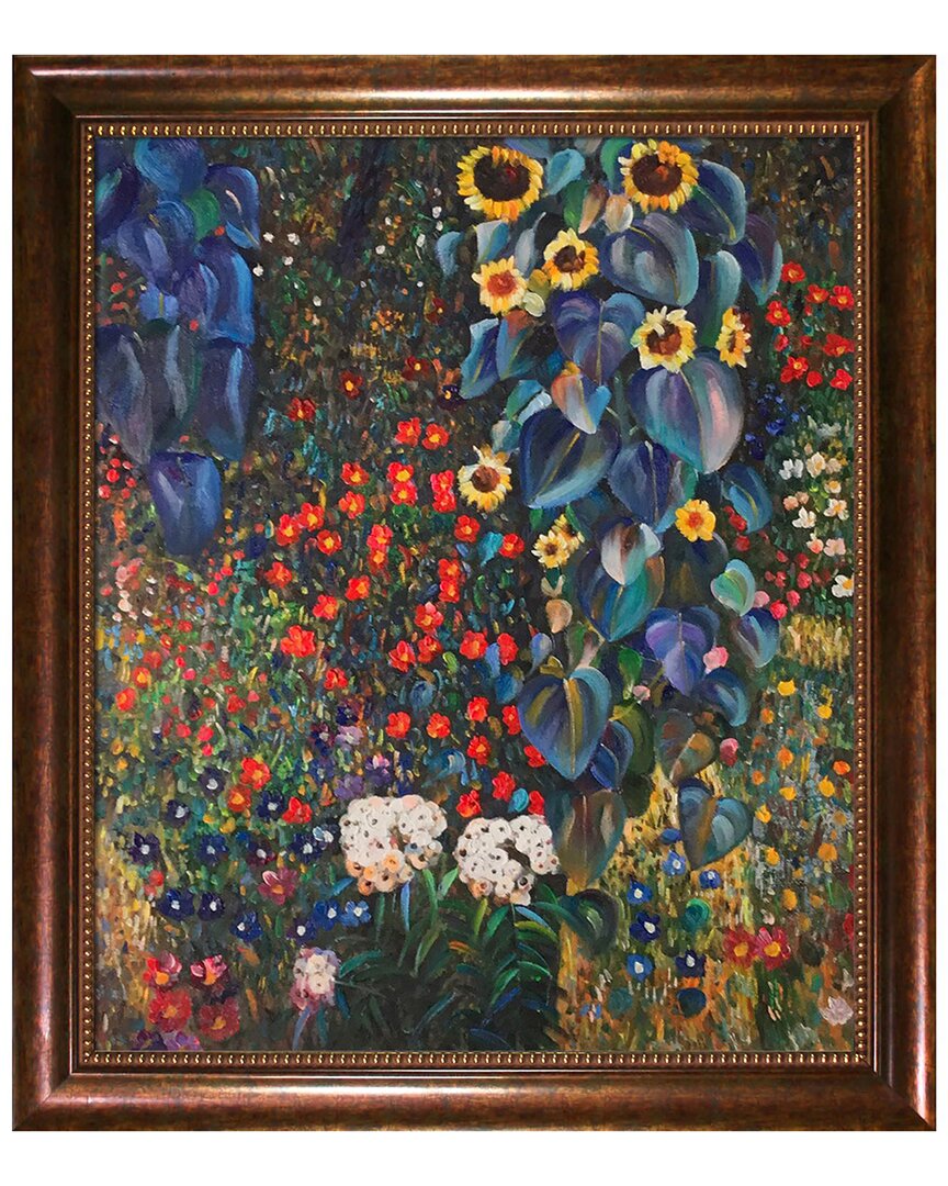 Overstock Art La Pastiche Farm Garden With Sunflowers Framed Wall Art By Gustav Klimt In Multicolor