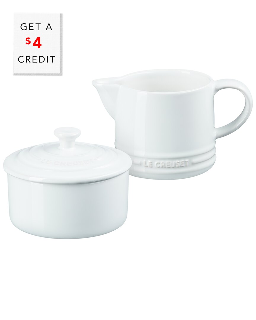 Le Creuset White Signature Cream & Sugar Set With $4 Credit In White