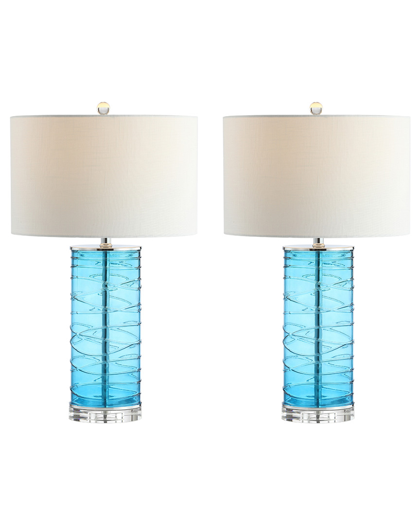 Jonathan Y Cole 27.5in Modern Fused Glass Cylinder Led Table Lamp