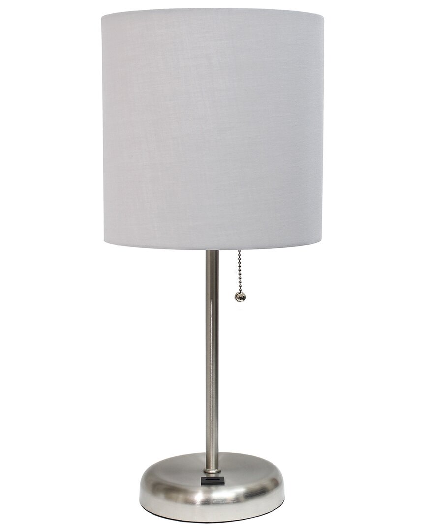 Lalia Home Laila Home Stick Lamp With Usb Charging Port And Fabric Shade In Brown