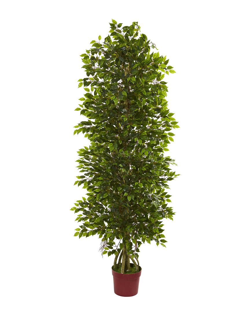 Nearly Natural 6' Four Tier Mini Ficus Artificial Tree Uv Resistant In Green