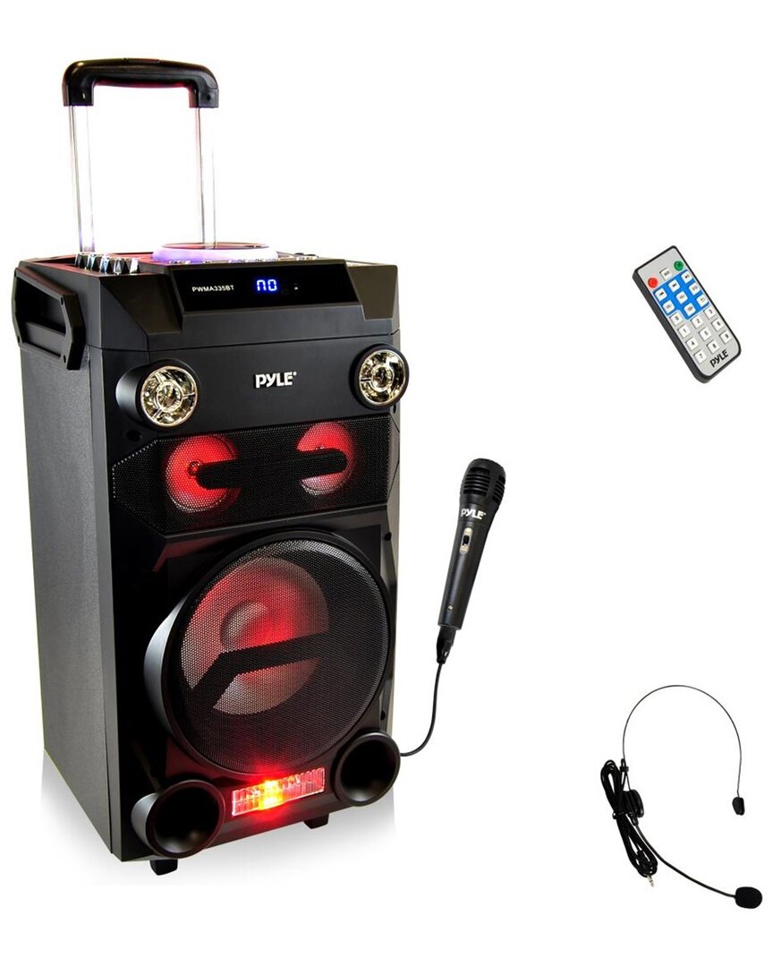 Pyle Portable Red Bluetooth Karaoke Speaker System In Black