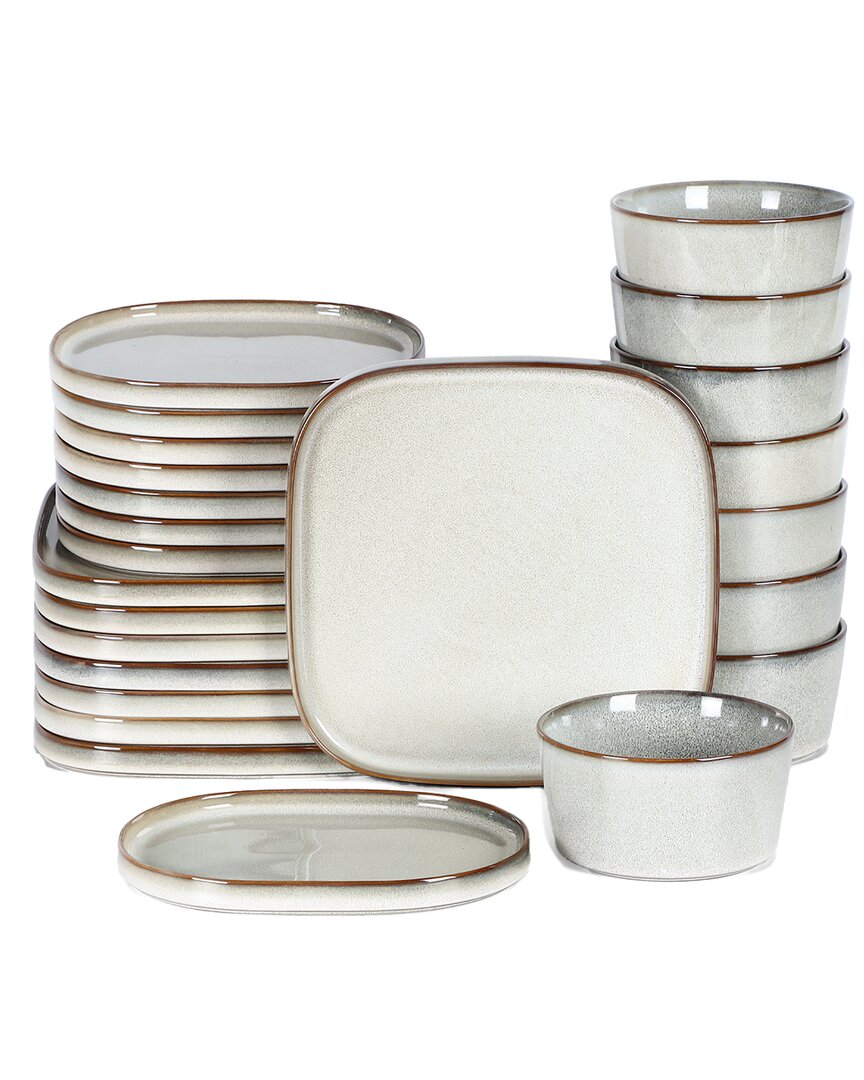 Stone Lain Cairo 24pc Stoneware Dinnerware Set In White
