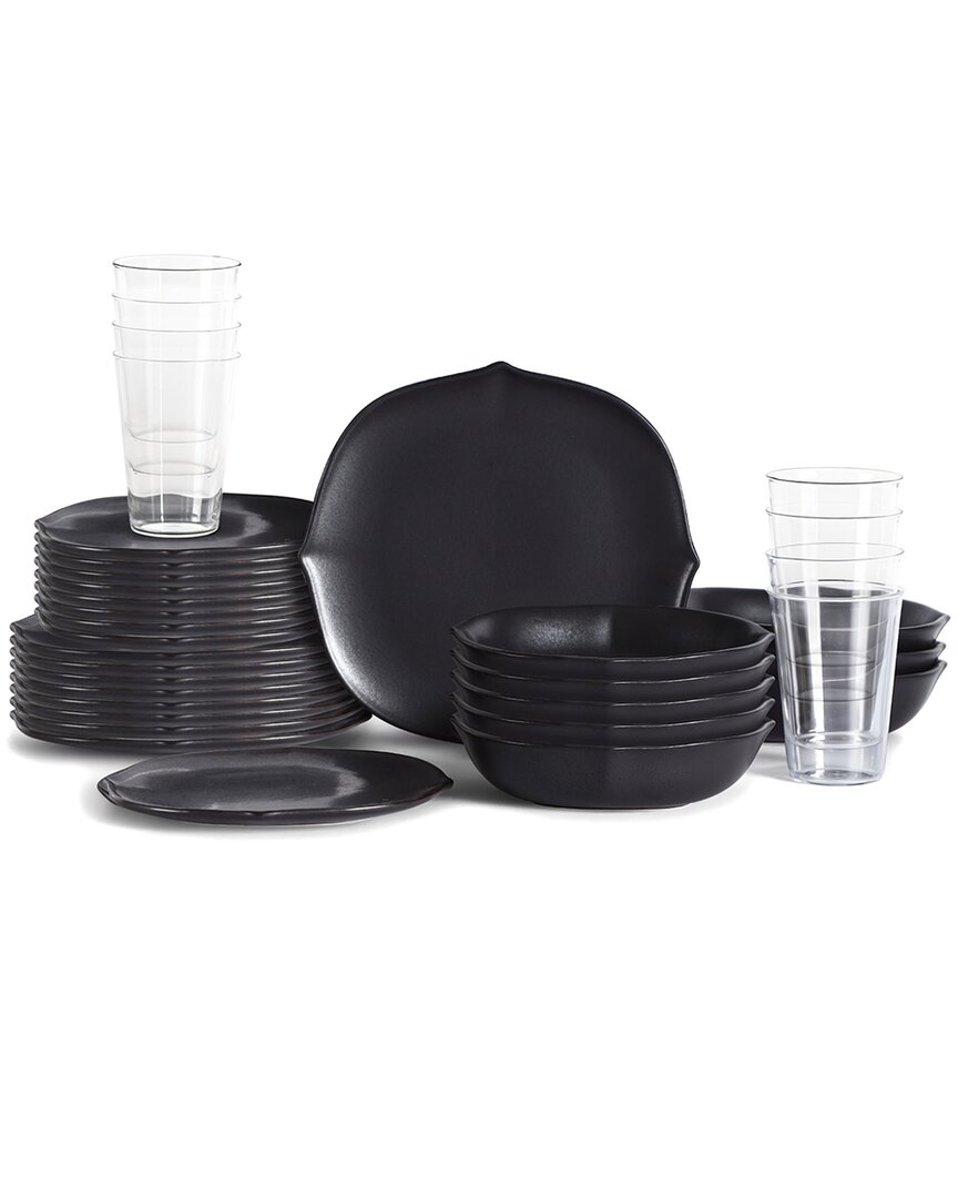 Stone Lain Baskerville 32pc Stoneware Dinnerware Set With Borosilicate Glass