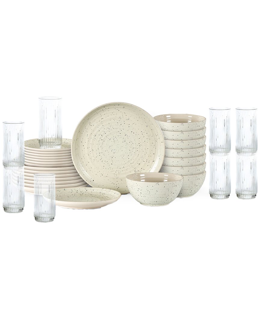 Stone Lain Dua 32pc Stoneware Dinnerware Set With Borosilicate Glass