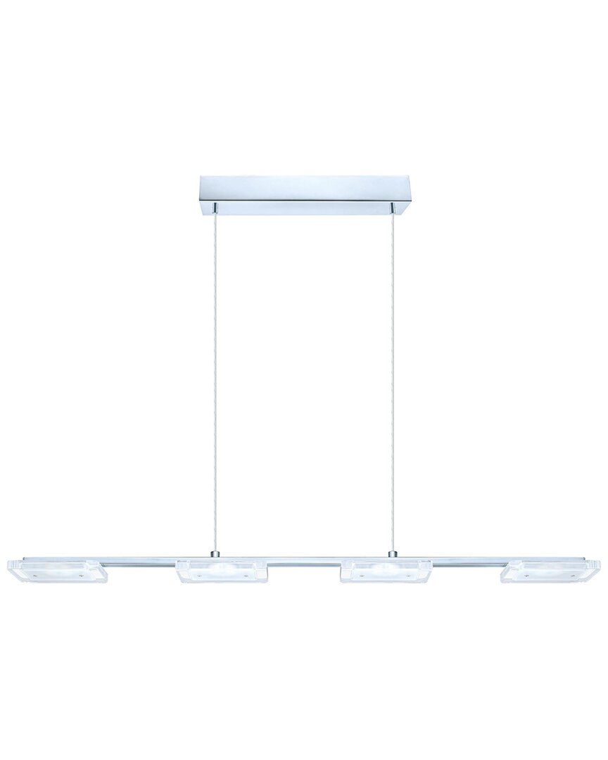 Eglo Cartama 4 Light Led Linear Pendant With Chrome Finish & Satin & Clear Acrylic Shades